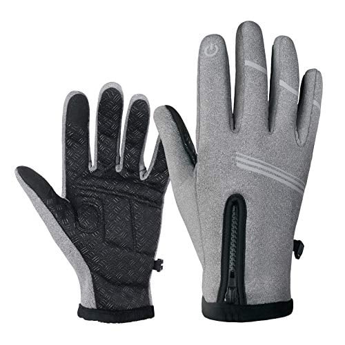 Welltop Winter Cycling Gloves for Men and Women Touch Screen Fingers and Anti-Slip Silicon Palm Waterproof Windproof Thermal Full Finger Bike Gloves for Running Driving Hiking Outdoor Activities 