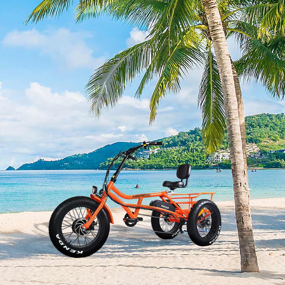 Addmotor Electric Fat Tire Tricycle 750W 48V Orange Electric Trikes for