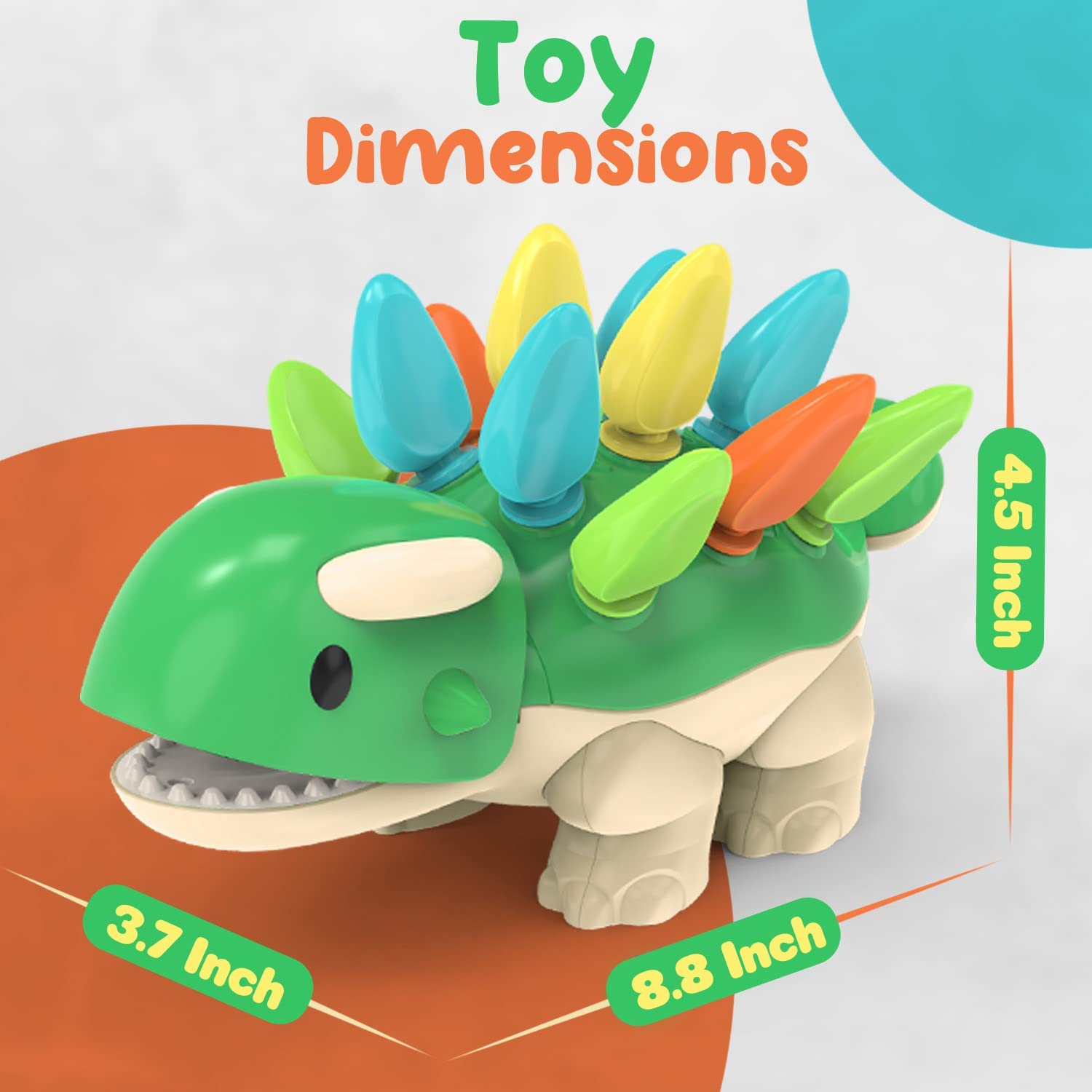 Boxgear Dinosaur Learning Toy, Ankylosaurus with 12 Colorful Spikes, Educational Fun for Kids
