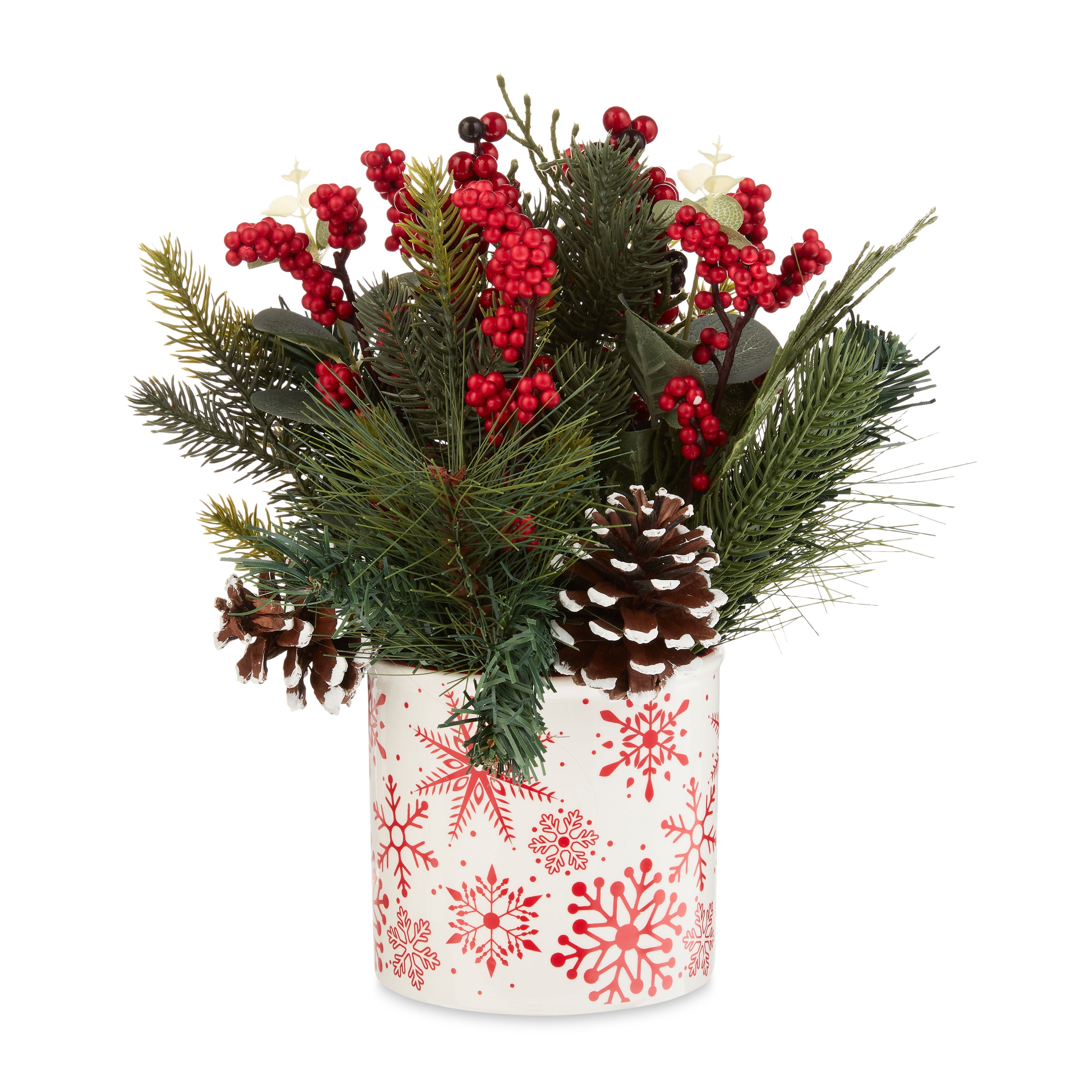 Holiday Time Red Berry Ceramic Pot