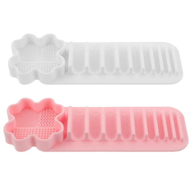 soportes de silicona para brochas de maquillaje, alfombrilla limpiadora multifuncional, organizador de pared para brochas, delineadores de ojos - Tocador de baño