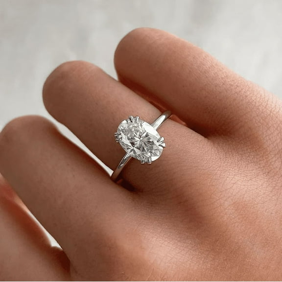 Forever Jewels 1.50Ct Oval Cut Moissanite Women Engagement Ring 14K White Gold Plated