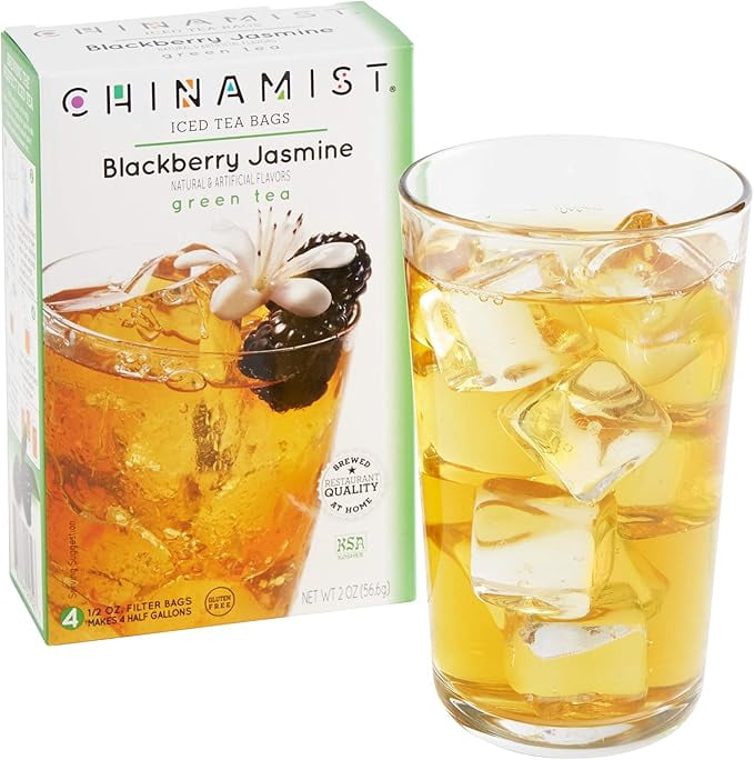 China Mist Naturally Flavored Blackberry Jasmine Iced Tea Bags, 4-Count Box, 6-Pack (Each Bag Yields 1/2 Gallon)