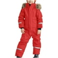 thumbnail image 4 of Ruyang Snow Suit for Kids Boys Girls One Piece Ski Outfit Reflective Winter Warm Faux 𝐅𝐮𝐫 Hooded Zip Up Snowsuit, 4 of 4
