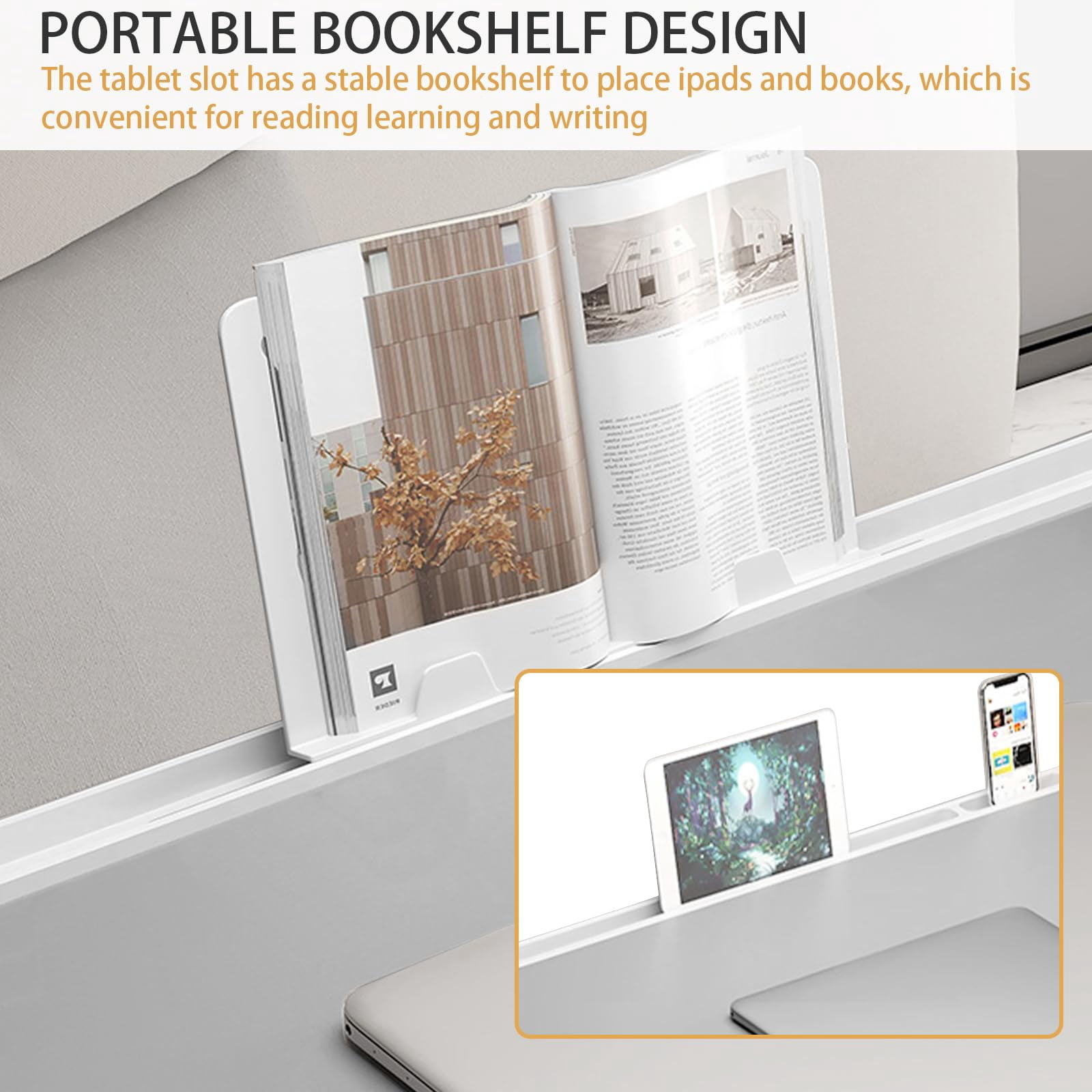 Extra Large 23 Inch Foldable Laptop Bed Desk With Storage Drawer & Bookstand  Portable Lap Tray Table For Sofa Couch Floor Multifunction Home Office