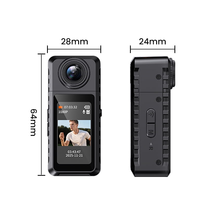 Thumb Action Camera,1080P Pocket Video Recorder with 180° Rotating Lens,Thumb Size Wearable Body Camera with Screen,Portable Camera for Outdoor,Cycling, Vlog, Travel