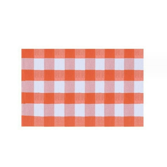 Yoloke Handwoven Cotton Outdoor Rug with Orange Plaid Design - Perfect for Front Door, Porch, Farmhouses, and Entryways - Durable and Layered Check Mat for Patio - 236'' x 354''