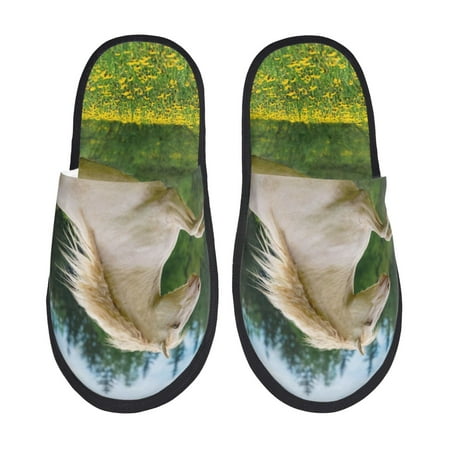 

Tideii Horse Rearing Up In The Field for Home Indoor Cotton Slippers Autumn and Winter EVA Plush Slippers Household Supplies Unisex-Large