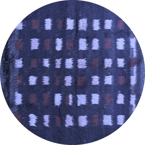 Ahgly Company Machine Washable Indoor Round Abstract Blue Contemporary Area Rugs, 6' Round