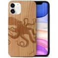 thumbnail image 1 of Case Yard Wooden Case Outside Soft TPU Silicone, Slim Fit Shockproof Wood Protective Phone Cover for Girls Boys Men and Women, Supports Wireless Charging Octopus Design case for iPhone-11, 1 of 7