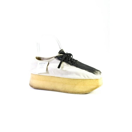 

Pre-owned|Marni Womens Canvas Platform Lace Up Sneakers Beige Size Eur 37