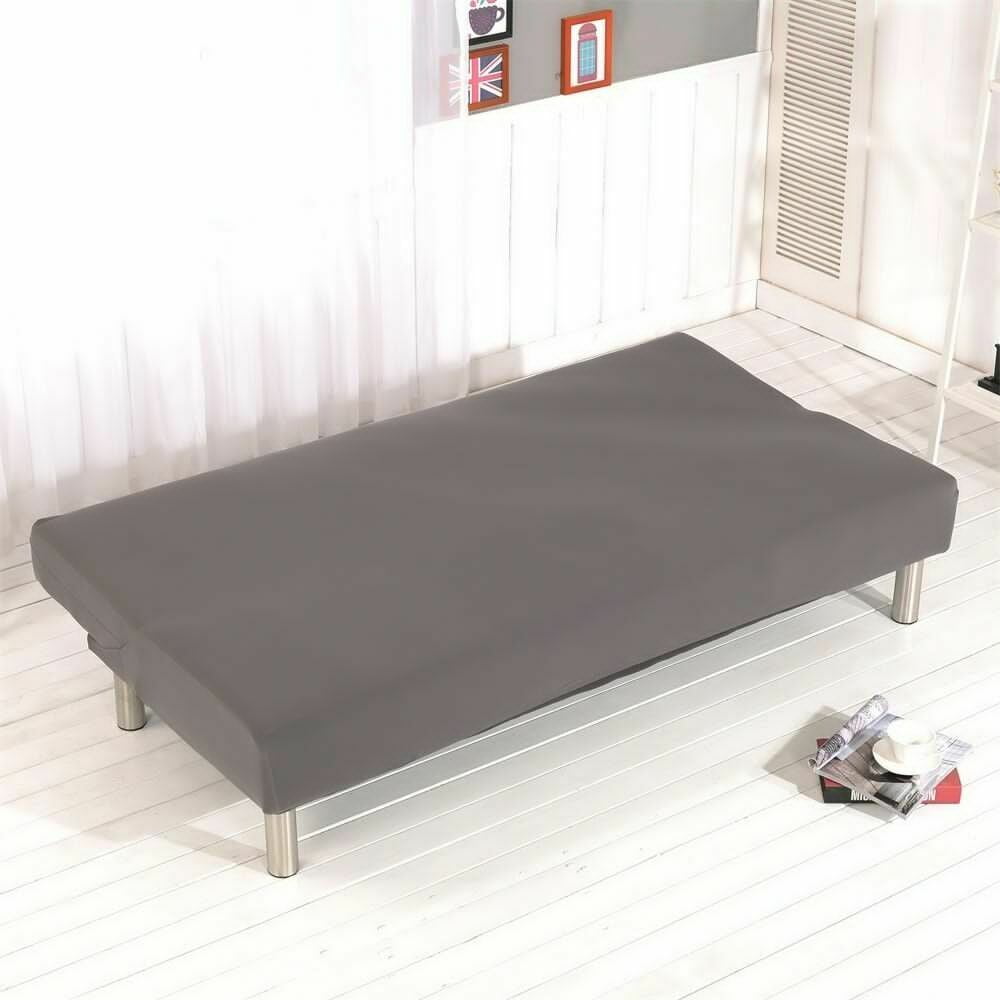 Topchancess Stretch Sofa Bed Cover, Folding Armless Sofa Cover All-Inclusive Futon Slipcover Solid Color, Gray