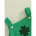 thumbnail image 6 of Suealasg Infant Baby Girls St Patrick's Day Rompers Sleeveless Four-Leaf Clover Print Corduroy Jumpsuit 3M 6M 12M 18M Newborn Girls Summer Irish Festivals One Piece Bodysuits, 6 of 9