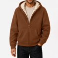 thumbnail image 6 of Winter Coats for Men Long Sleeve Zip Up Thick Winter Jacket Sherpa Fleece Lined Hooded Work Lightweight Oversized Fashion Outerwear with Pockets Brown XL, 6 of 6
