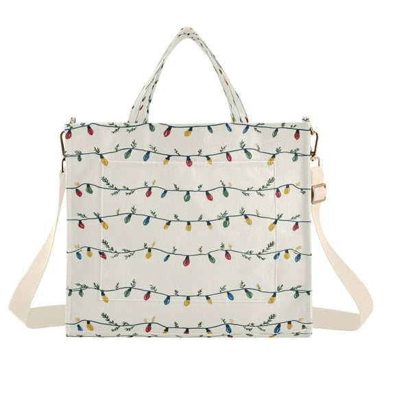 Corduroy Tote Bag for Women Shoulder Handbags Fashion Ladies Purses Satchel Messenger Bags Colorful Christmas Lights Pattern S