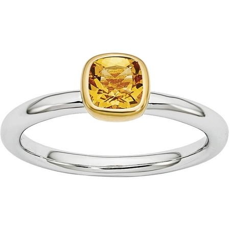 Stackable Expressions Citrine Sterling Silver with Gold-Plate Ring
