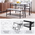 thumbnail image 4 of Ktaxon 4 Pcs Dining Table Set, Dinning Set for 4 with 2 Chairs and Bench, Dinner Table with Storage Rack, Nesting Furniture Set for Dining Room, Restaurant, White Marble, 4 of 9