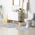 thumbnail image 6 of Yayeee Bath Rugs for Bathroom Floor Set of 2 Non Slip Fluffy Soft Absorbent Mat, Blue Retro Pattern, 6 of 7