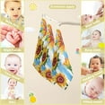 thumbnail image 3 of 3 Pack Wildflower Sunflower Spring Baby Muslin Wash cloths, Watercolor Style Plants Soft Absorbent Face Towels Burp Cloths Cotton Bath Wipes Infant Wash Cloth for Newborn Boys Girls, 3 of 7