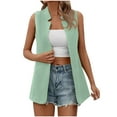thumbnail image 2 of HaoXianJian Women's Button Front Sleeveless Tank Top Solid Elegant Summer Blazer Outerwear Outfits Business Casual Office Work Suit Slim Fits, 2 of 4