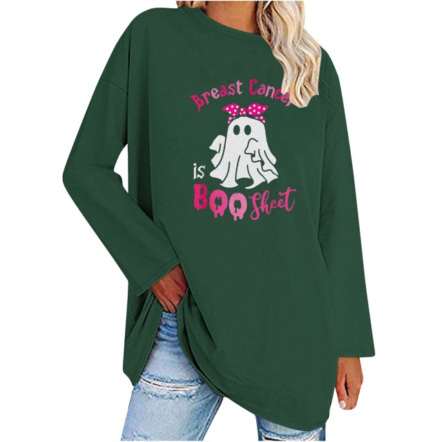 Pisexur Hauts à Ruban pour Femmes Mode Manches Longues Col Rond Chandails en Molleton Décontractés Sensibilisation au Cancer du Sein Pull Tops Chandails en Molleton Graphiques Inspirants T-Shirts Tops d'Automne pour Femmes