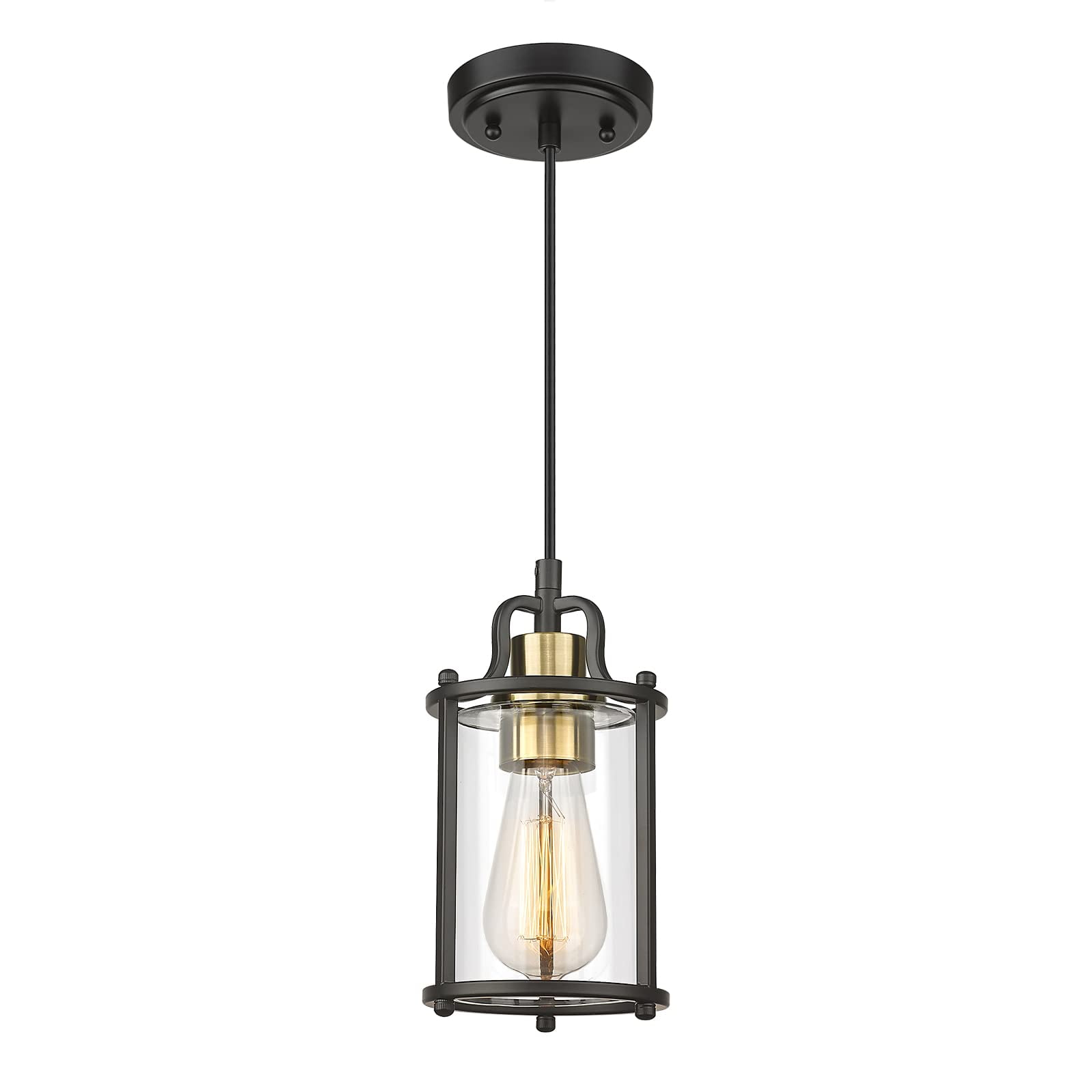 1Light Mini Black Pendant Light Fixture Industrial Metal Hanging Light Adjustable Height