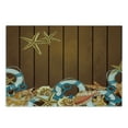 thumbnail image 3 of Seashells Cutting Board, Seashells Anchors Starfish on Wooden Backdrop Nautical Elements Sea Theme, Decorative Tempered Glass Cutting and Serving Board, Small Size, Brown Blue White, by Ambesonne, 3 of 5