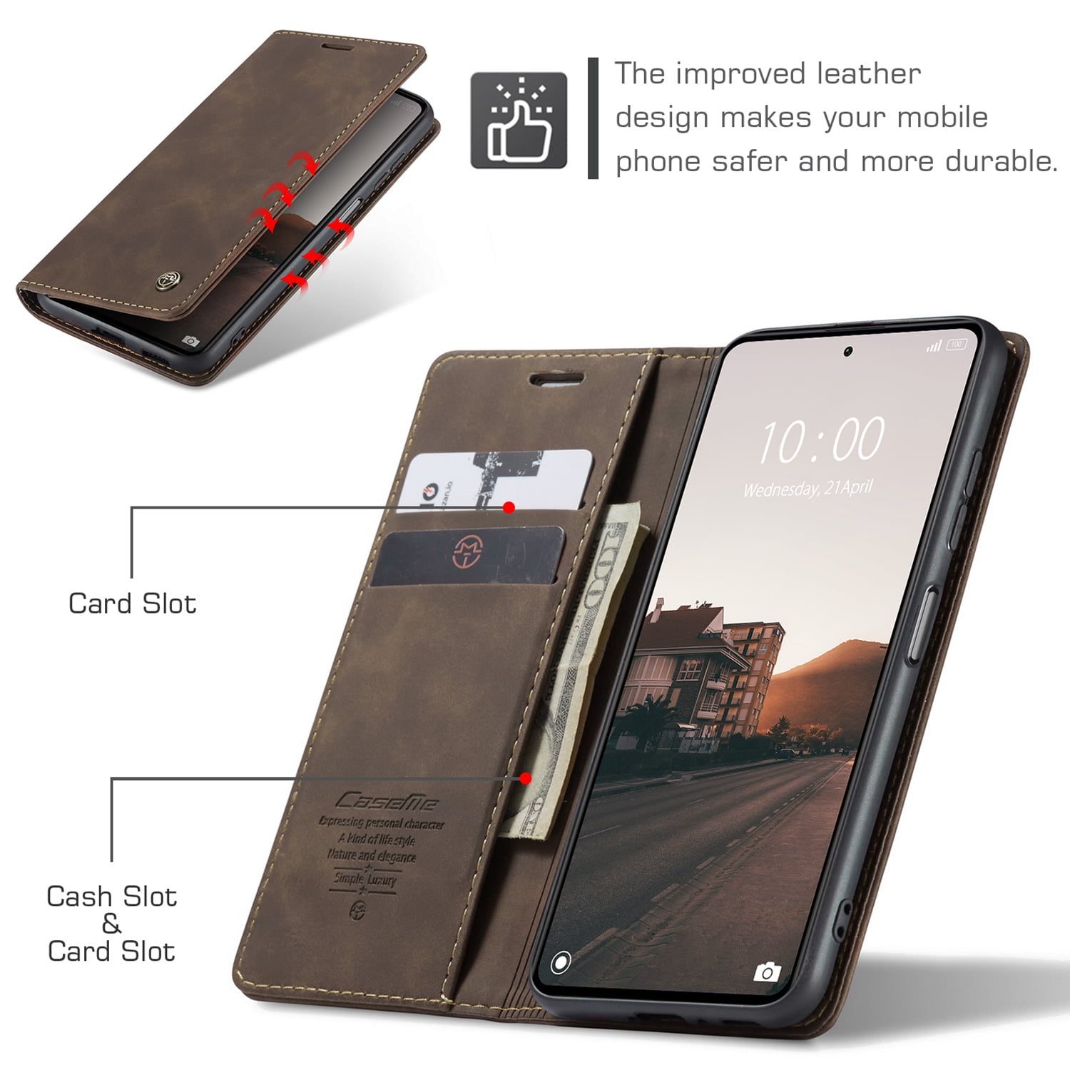 ETFAST Leather Wallet With Card Holder Zipper Phone Case For Xiaomi Poco X5 Pro High Quality Leather Phone Case