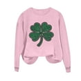 thumbnail image 3 of TKLPEHG Women's St Patricks Day Sweatshirts Long Sleeve Shamrock Heart Printed Pullover Irish Crewneck Casual Loose Tops (Pink,L), 3 of 7