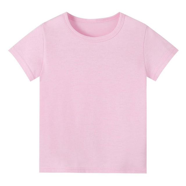 YOUSNH Gender Neutral Child Comfortable T Shirt for Children Girls Tops Light Pink 4-5 Years