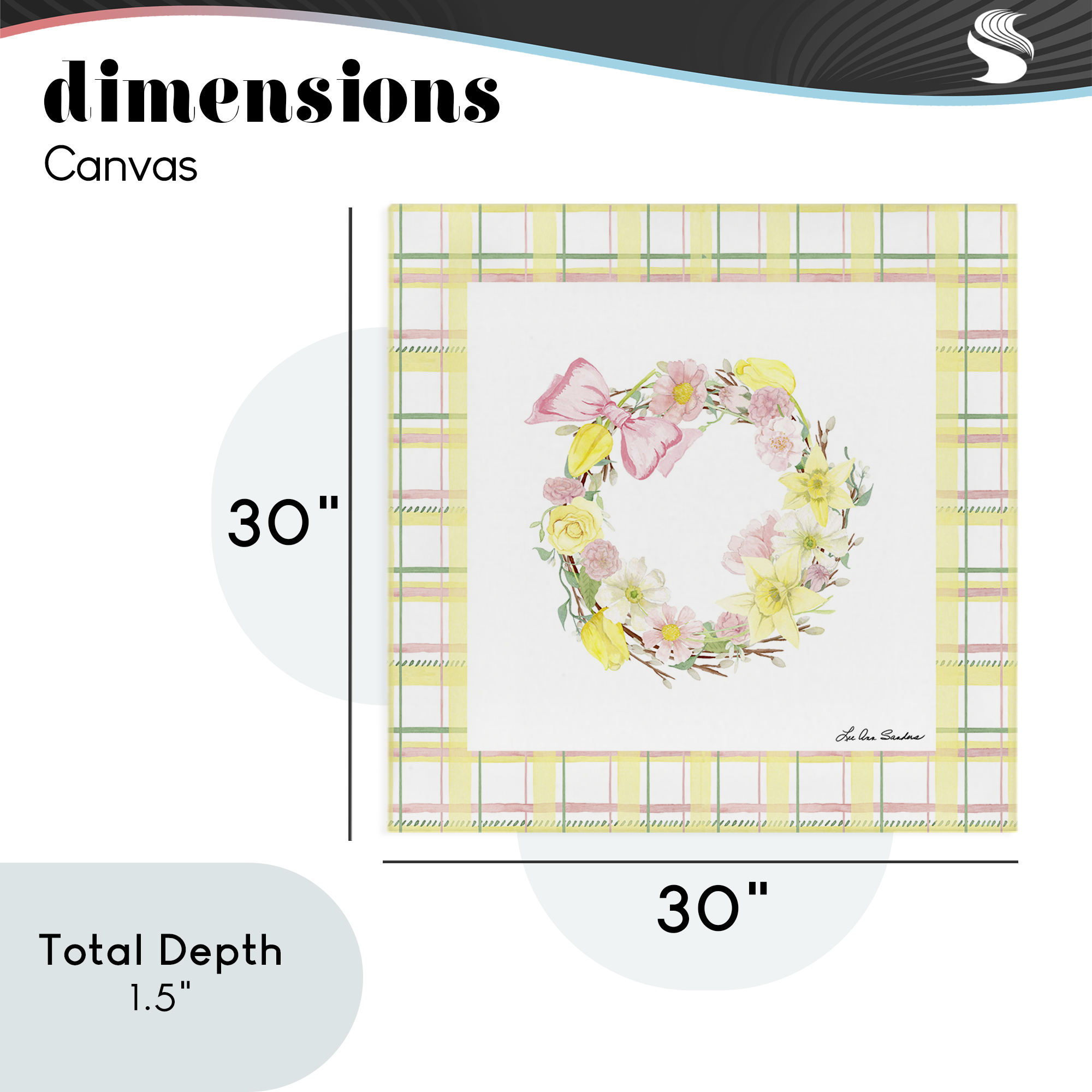 Wreath in Spring Pastels Canvas Wall Art, design by Lee Ann Sanders