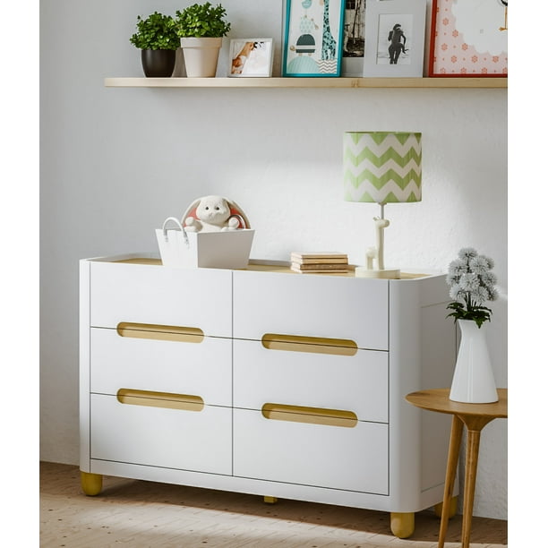 Storkcraft Roland 6 Drawer Dresser White Natural Walmart Com