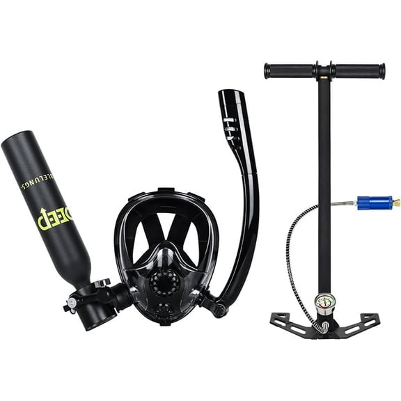 0.5L Scuba Diving Tank with Full Face Snorkel Mask, Support About 7-10 Minutes, Lung Tank Sub Mask for Snorkeling, Underwater Exploration