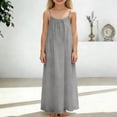 thumbnail image 2 of RUTAYY Girls Dress Solid Color Round Neck Sleeveless Backless Loose Fit Home Wear Summer Chic Holiday Dresses, 2 of 6