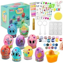 Joyfy 47pcs Easter Egg Dye Decoration Kit for Kids, Easter Crafts for Kids, DIY Easter Eggs Coloring Kit, Boys Girls Easter Creativity Activity