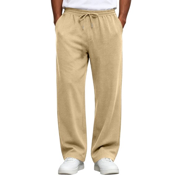 Mens Heavyweight Baggy Sweatpants Wide Leg Drawstring Elastic Waist Relaxed Fit Jogger Outdoor Travel