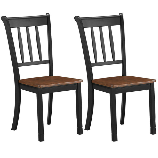Costway Set Of 2 Wood Dining Chair High, High Back Dark Wood Dining Chairs