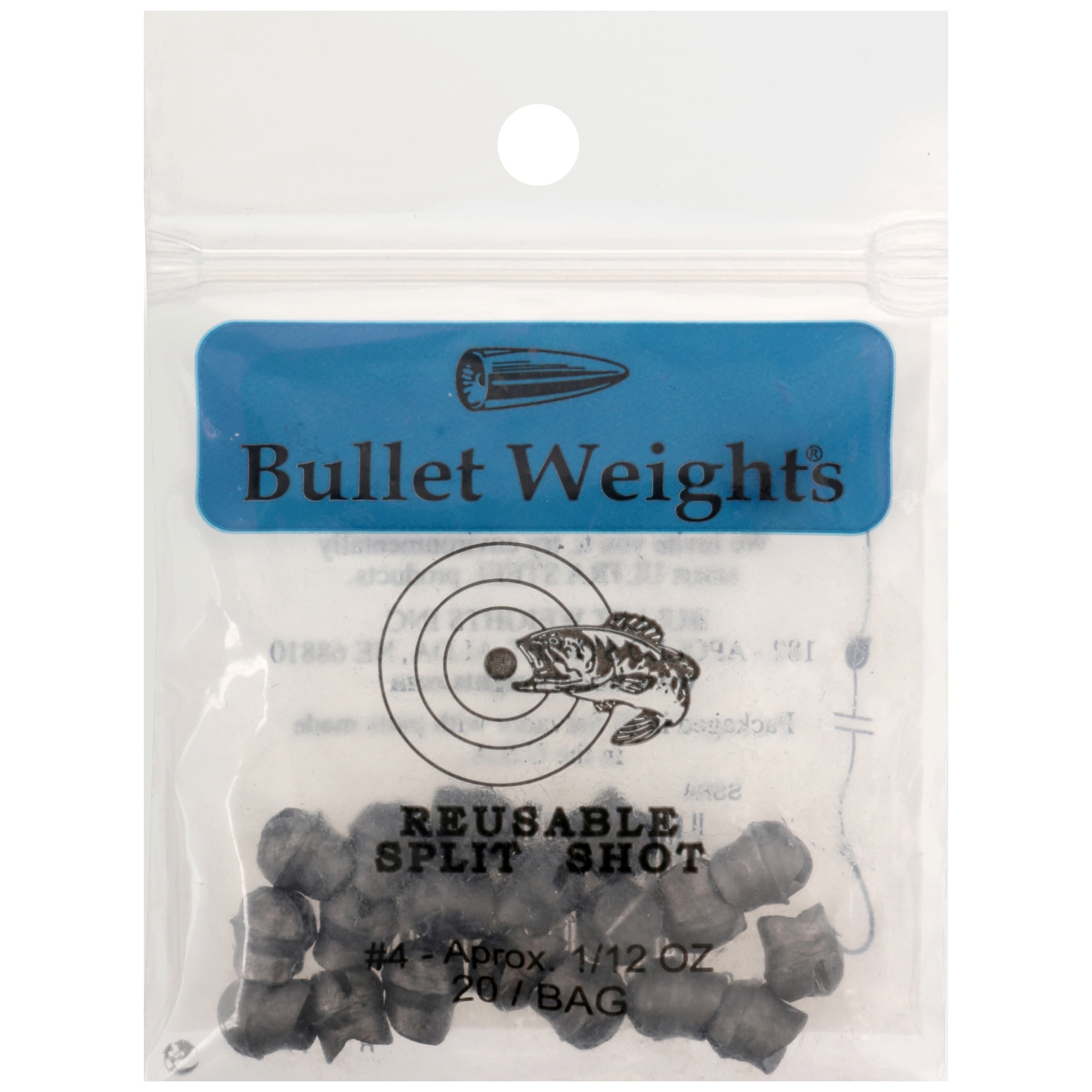 Bullet Weights® SSR4-24 Lead Reusable Split Shot Size 4 Fishing Weights 