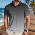 thumbnail image 2 of Sorvello Polo Shirts for Men Short Sleeve Button Down Collar Gradient Shirts Moisture-Wicking Athletic Men's Golf Polo Shirt Dark Gray S, 2 of 7