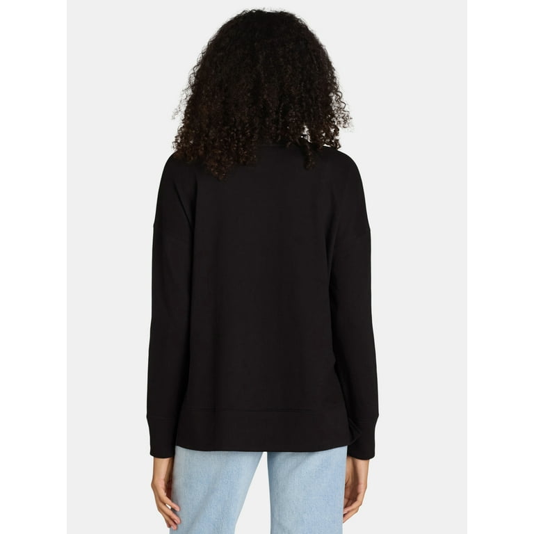Time and Tru Women s Crewneck Sweatshirt with High Low Hem Sizes Xs 4X Size Medium Black