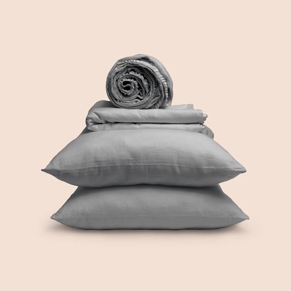 Purecare Dr. Weil Blended Linen Sheets Stone Gray In Size Queen