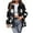Black-01, variant on Perfectbot Cute Sherpa Fleece Jacket for Women - Star Print Open Front Fluffy Winter Outerwear