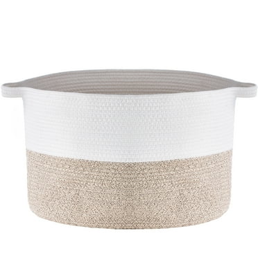 KFFKFF Cotton Rope Container, 87L, Woven Storage Solution with Handles, 20" x 14" Round Collapsible Laundry Bin, Oversized Organizer for Clothing, Children's Toys, Cushions