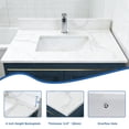 thumbnail image 7 of Montary 31-inch Quartz Bathroom Vanity Top with Undermounted Ceramic Sink & 4 Inch High Backsplash, 3/4" Thick Quartz Stone Vanity Sink Tops with 1 Pre-Drilled Hole, Calacatta White, 7 of 7