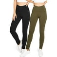 thumbnail image 2 of Ambiance Women's High Rise Lounge Pocket Legging, 2-PACK (S, Olive+Black), 2 of 3
