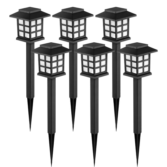 Solar Outdoor Lights 6-Pack, LED Waterproof Pathway Lights for Walkway, Garden, Yard, Patio, Landscape, Driveway, Up to 10 Hours Runtime