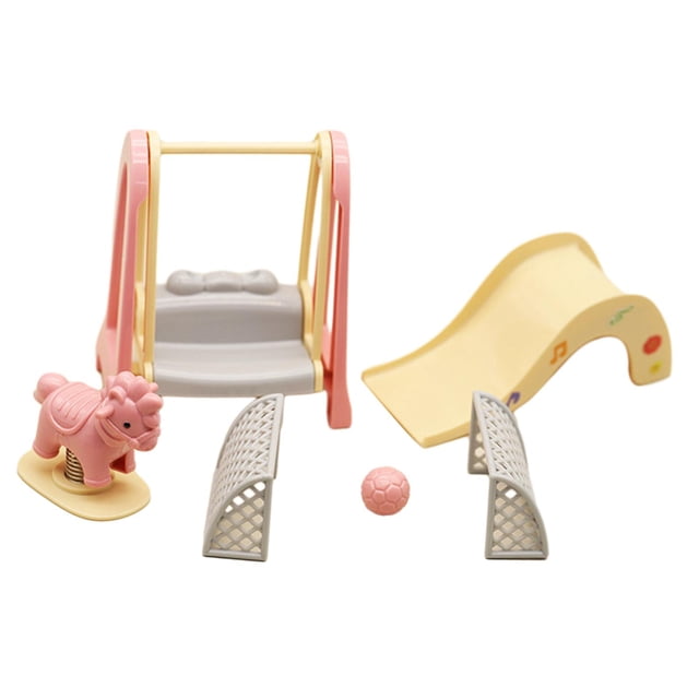 Parque de atracciones de casa de muñecas a escala 1:12, columpio en miniatura de casa de muñecas para niños y niñas, regalos de cumpleaños