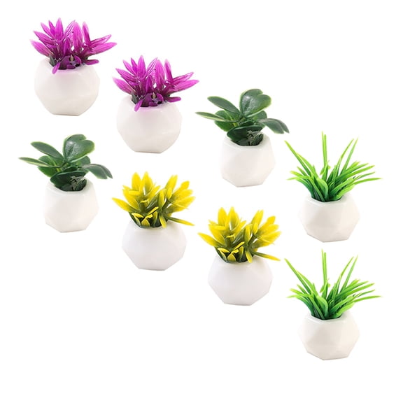 WORGEOUS 8-Piece Miniature Dollhouse Bonsai Plants Set for Dollhouse Layout, Potted Plant Models, Home Decoration Accessories