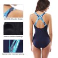 thumbnail image 3 of Traje de baño deportivo de una pieza para mujer, traje de baño con bloques de color, traje de baño adelgazante, azul, 3 of 7