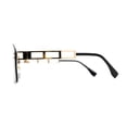 thumbnail image 4 of Curved Top Shield Half Rimless Rectangular Sunglasses Gold Black, 4 of 4